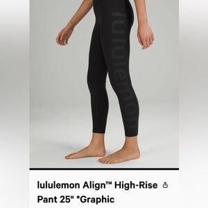 Lululemon graphic design Align leggings Black 27” Size 14